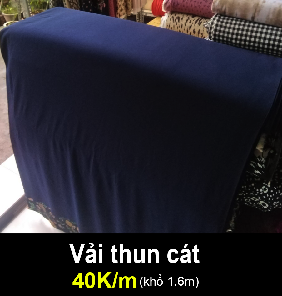 Vải thun cát màu dương đậm co giãn 4 chiều may đồ 40K/m (khổ 1.6m)