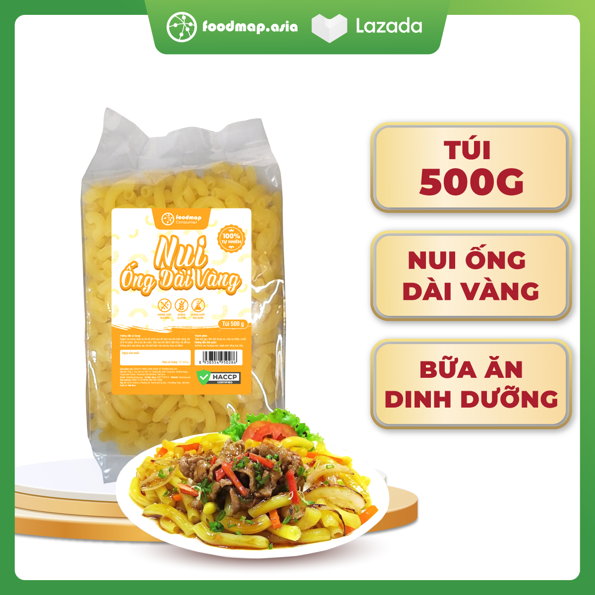 Nui ống dài vàng - foodmap consumer - túi 500g