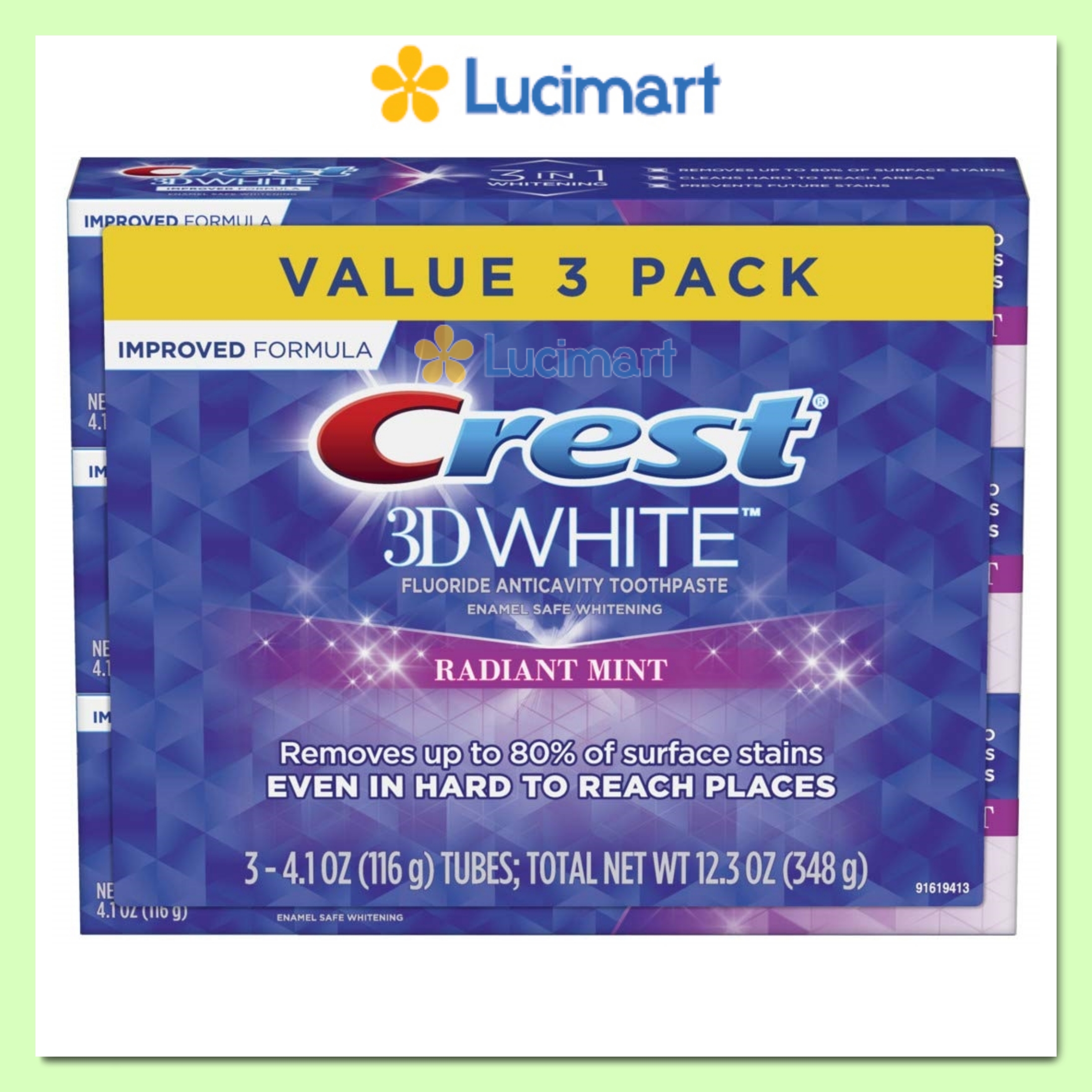 [HCM]Kem đánh răng Crest 3D White Radiant Mint hương bạc hà [Hàng Mỹ]