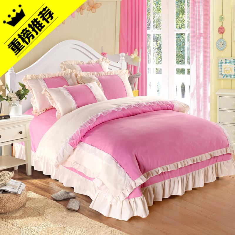 100% Cotton Bộ Bốn Chiếc Cô Gái 100% Cotton Duy Nhất Hai Người Ga Trải Giường Vỏ Chăn Công Chúa Công Chúa Hoạt Hình Trẻ Em Bộ Đồ Dùng Trên Giường Bao Gồm 1.5