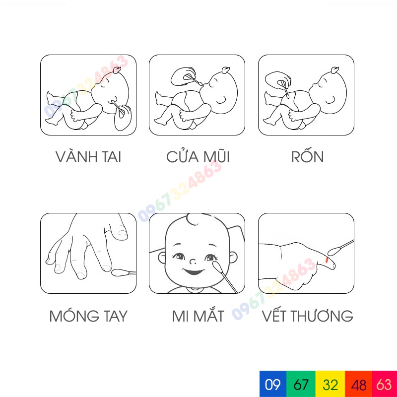 Tăm bông cho bé sơ sinh V-Coool, hộp 200 que