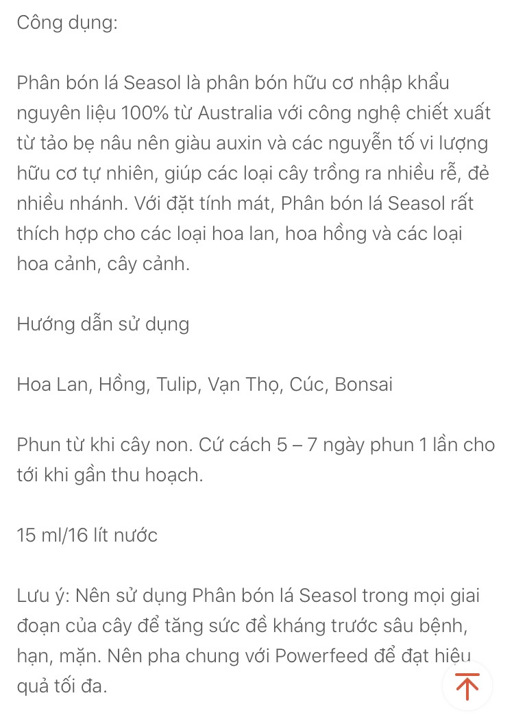 Phân bón SEASOL ÚC Can 3 lít