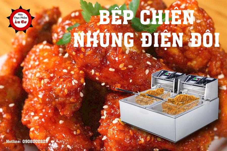 Bếp chiên nhúng điện đôi cao cấp, bếp chiên đôi 12L
