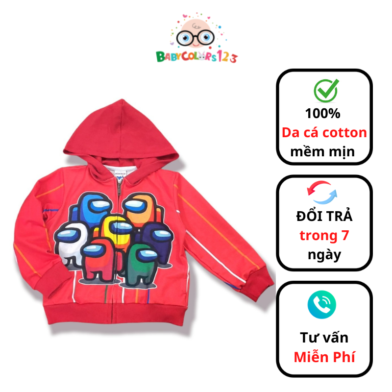 (25-55kg) Áo khoác 3D AMONG US khoá kéo da cá Sài Gòn