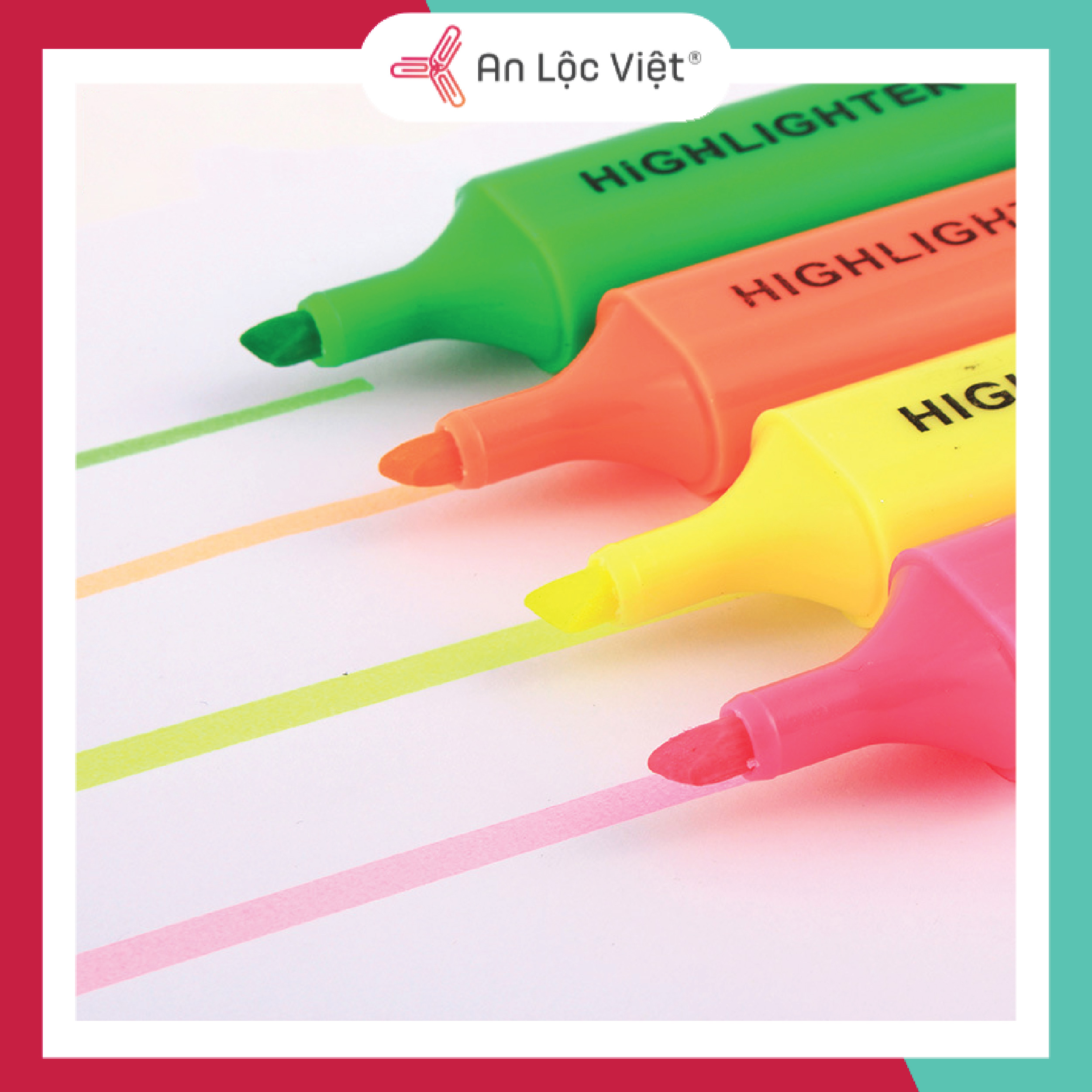 Vỉ 4 cây Bút dạ quang Highlighter, bút đánh dấu