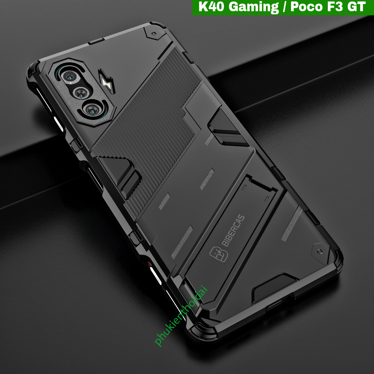 Ốp lưng Redmi K40 Gaming / Poco F3 GT Iron Man Ver 2 chống sốc giá đỡ xem phim cao cấp