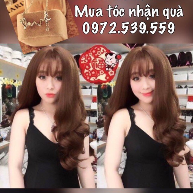 Tóc giả Nguyên đầu xoăn đuôi tặng lưới chùm