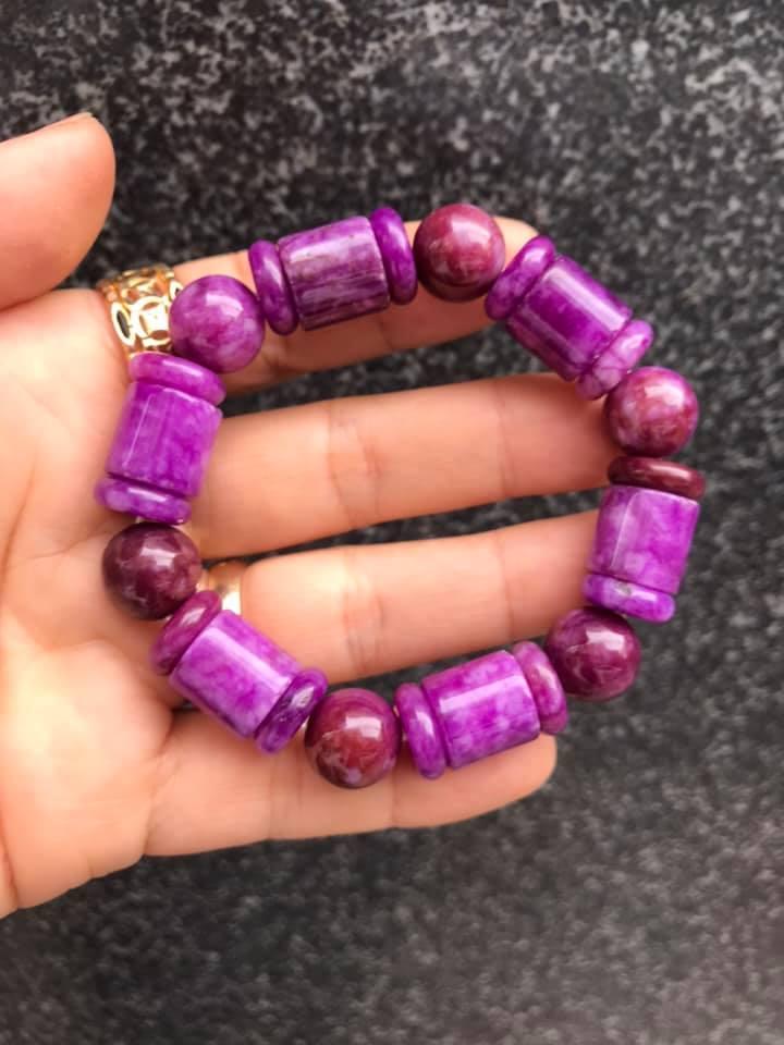 [HCM]VÒNG TAYĐỐT TRÚC ĐÁ MẮT RỒNG TÍM MIX KIỂU