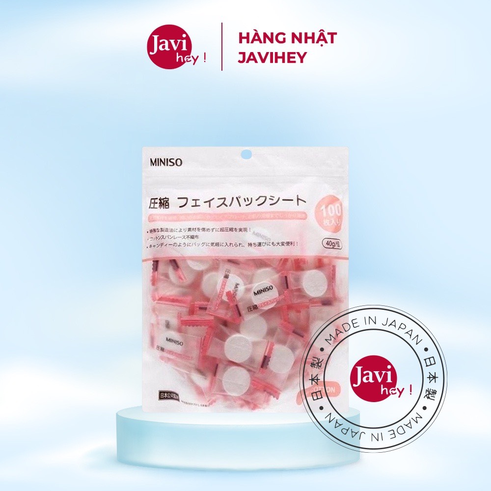 Mặt nạ giấy nén miniso nhật bản 100 viên