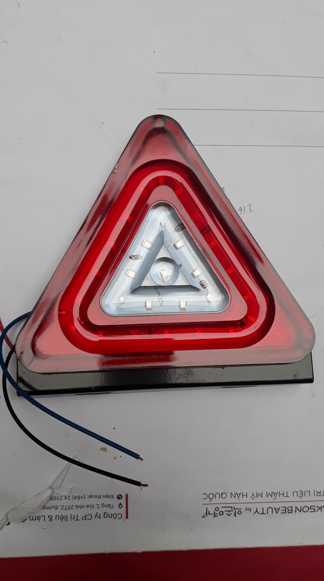 Đèn tam giác đỏ cảnh báo 12-24v