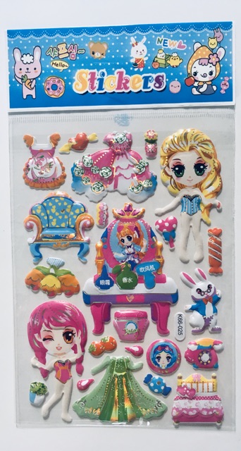 [HCM]Set 10 Bộ Sticker Dán Nổi Búp Bê 3D