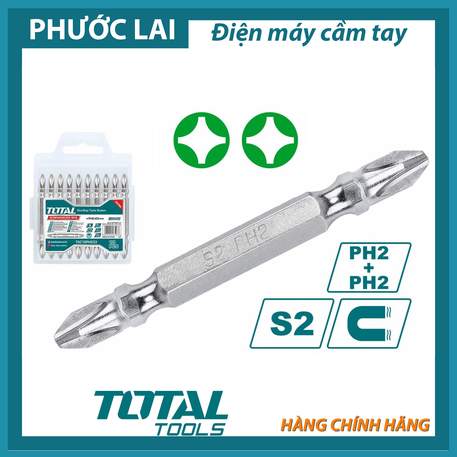 Mũi vít PH2x65mm Total TAC16PH233 (lẻ 1 mũi)