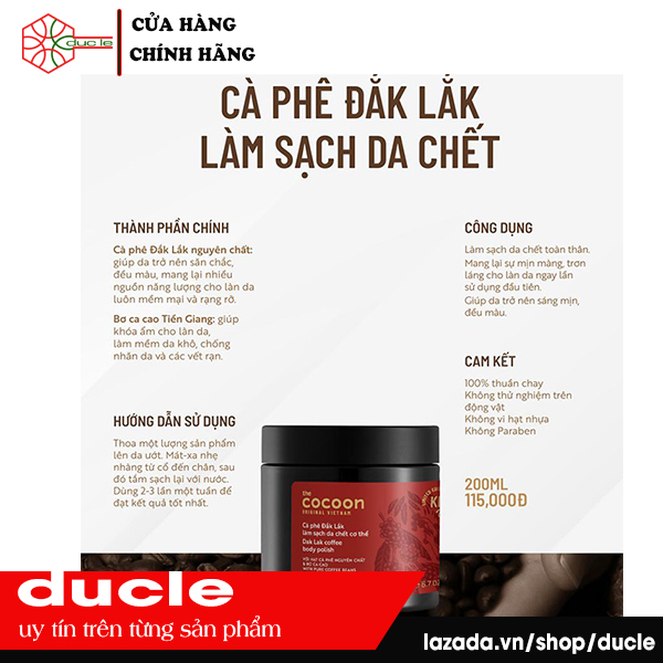 Cà phê Đăk Lăk làm sạch da chết Cocoon [ Phiển bản giới hạn ] 200ml