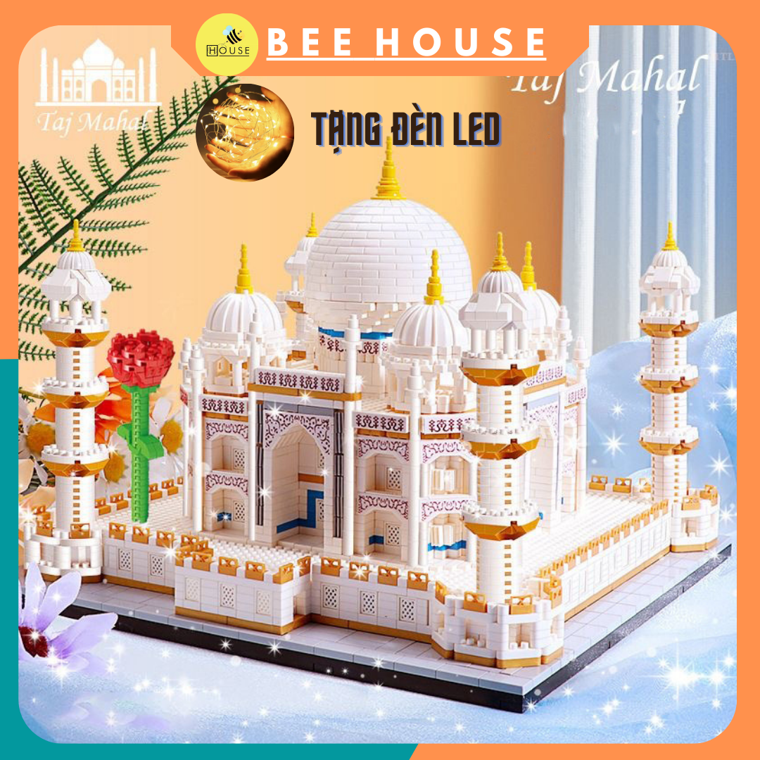 [HOÀN TIỀN  6%]Mô hình kiến trúc - Đồ chơi xếp hình lắp ráp toà nhà lâu đài cung điện đền Tajmahal ấn độ nano block quà tặng diy con gái
