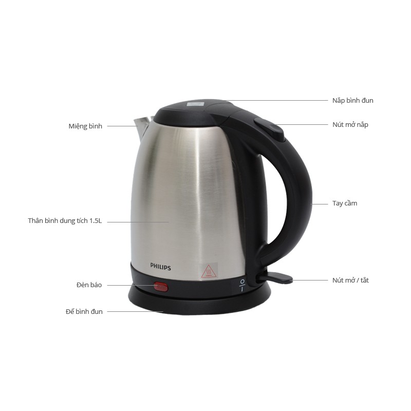 Bình siêu tốc Philips 1.5 lít HD9306 Hàng chính hãng