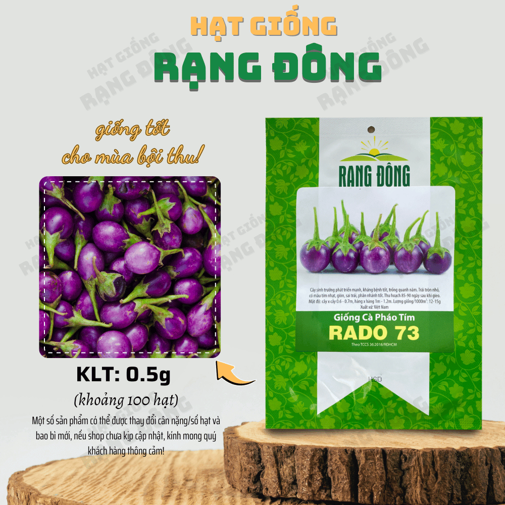 Hạt giống Cà Pháo Tím 73 (0,5g~100 hạt) nảy mầm tốt, kháng bệnh, trồng quanh năm - Hạt giống Rạng Đông