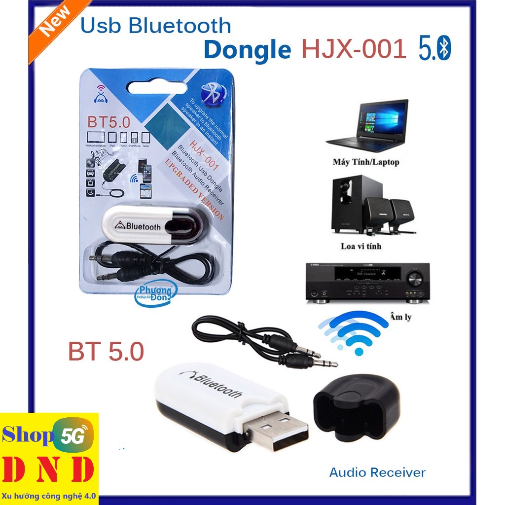 USB bluetooth Dongle HJX-001 thế hệ mới lên đời 5.0 chính hãng, dùng cho các thiết bị âm thanh không có bluetooth, hư hỏng bluetooth.