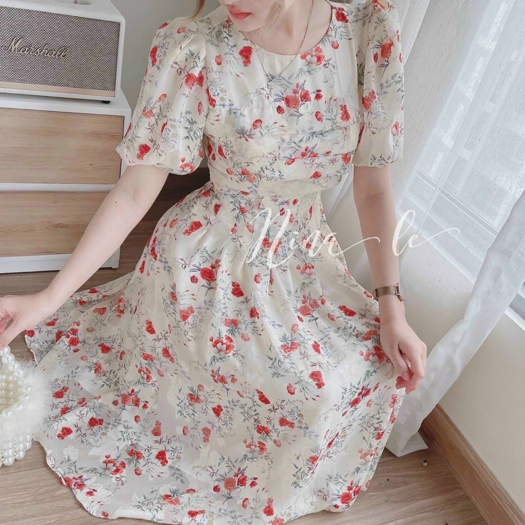 [Mới] Đầm Maxi Voan Hoa Chingfon 2 Lớp Cao Cấp