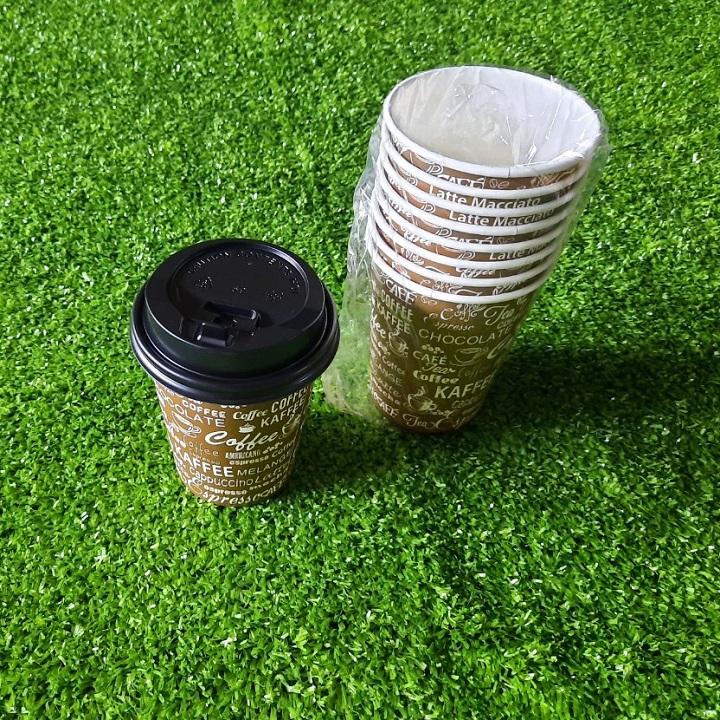 Ly Giấy Cafe 275ml + Nắp ( 10 cái/dây)