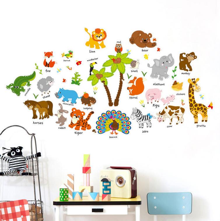 Decal dán tường Vườn thú tiếng anh số 3- T73-kiddecals