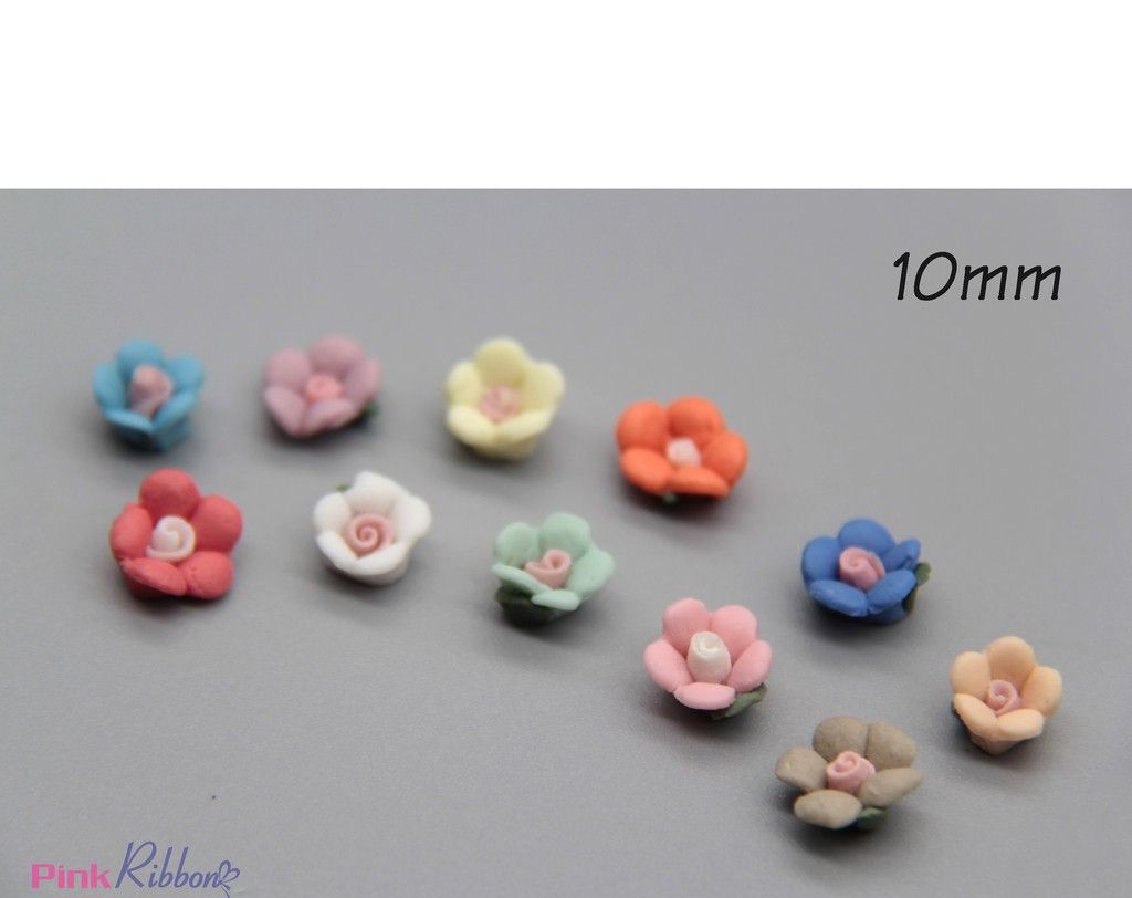 Hoa gốm nhí cỡ 10mm - Set 10 bông