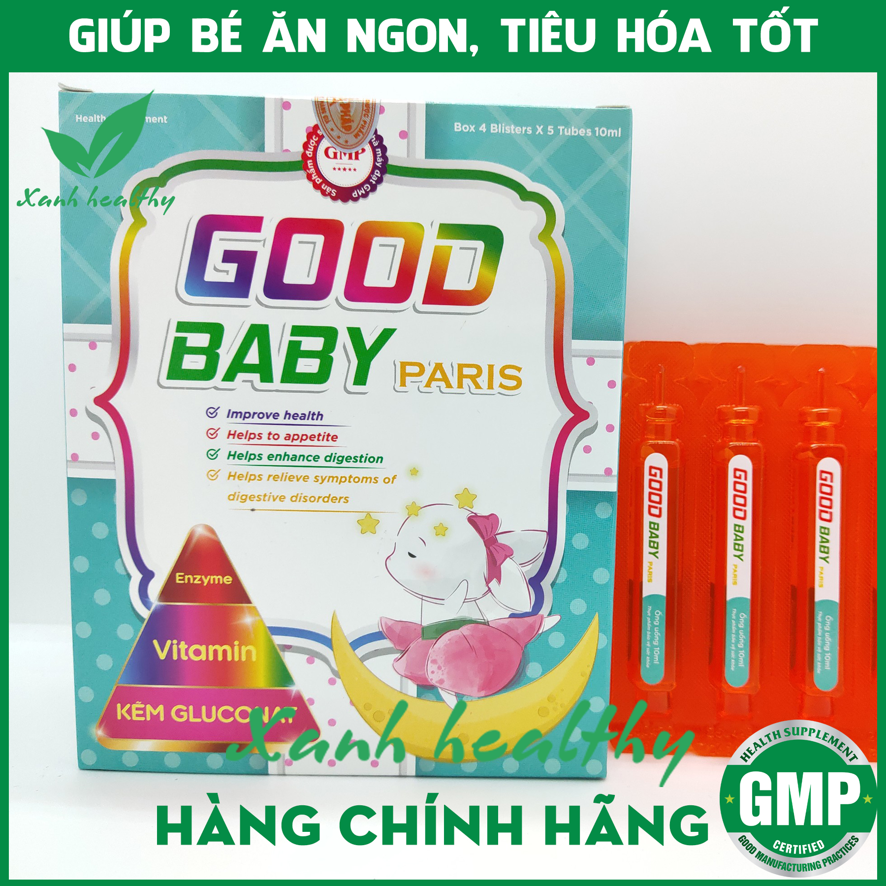 Siro giúp bé ăn ngon GOOD BABY - Paris - Hàng chính hãng - Bổ sung Vitamin, Enzyme, khoáng chất- Giúp bé ăn ngon, giảm rối loạn tiêu hóa, nâng cao sức khỏe - Hộp 20 ống 10ml