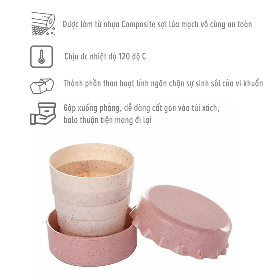 [Quà tặng] Cốc uống nước lúa mạch có thể gấp gọn siêu tiện lợi 130ml