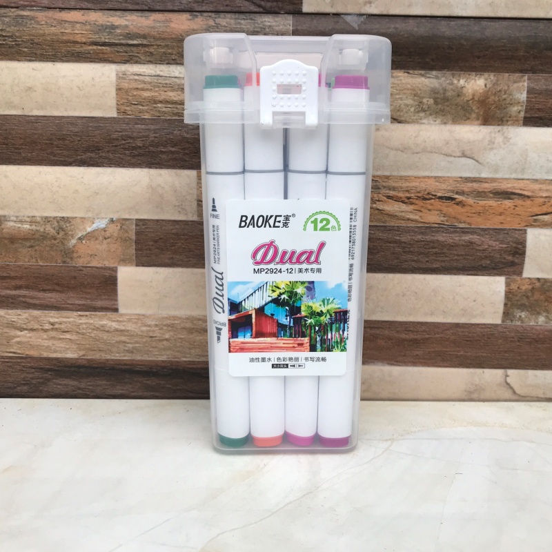 {HCM} Bút dạ màu cao cấp Marker 2 đầu BaoKe MP 2924 [ VPP Trí Đức ]