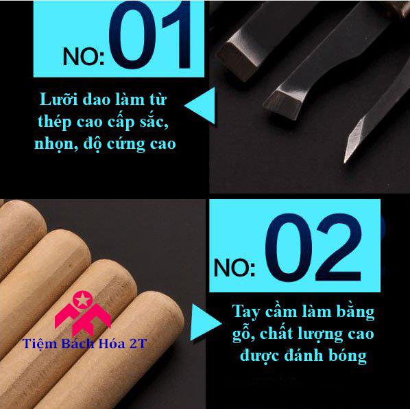 Bộ 12 dao khắc - đục - tiện gỗ đa năng