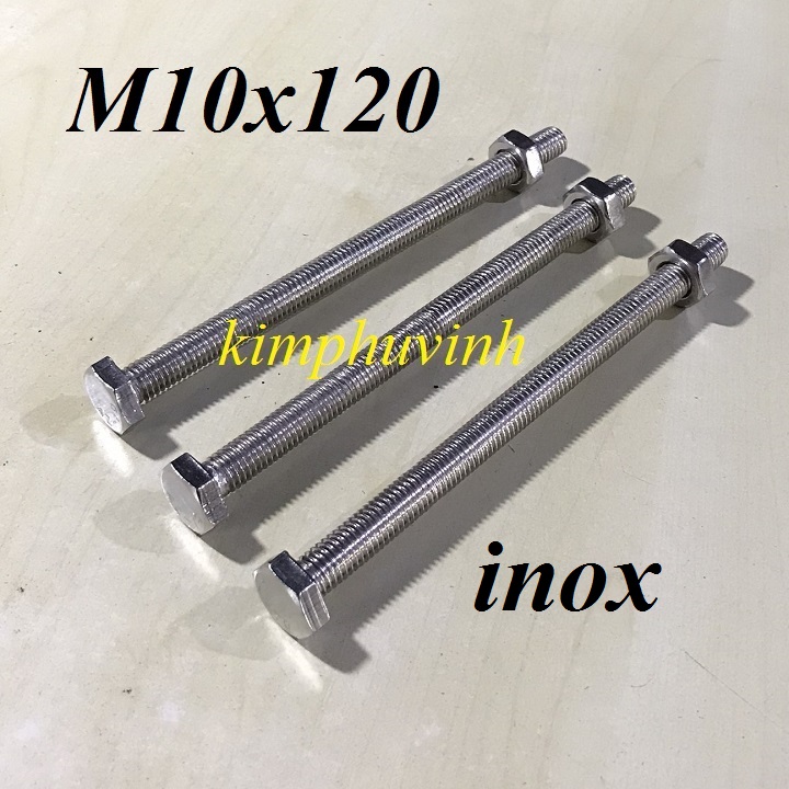 2 bộ - m10x120mm bulong inox - bulon inox 10li - ốc inox 10li
