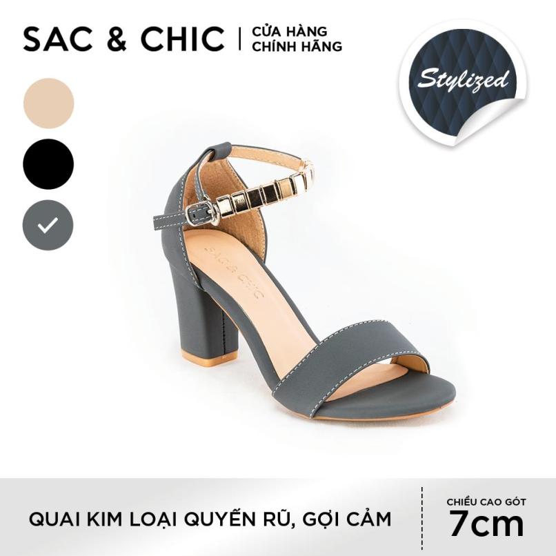 Giày Sandals SDC-4 Gót 7 Phân Quai Phối Kim Loại Độc Đáo Sac & Chic giá rẻ