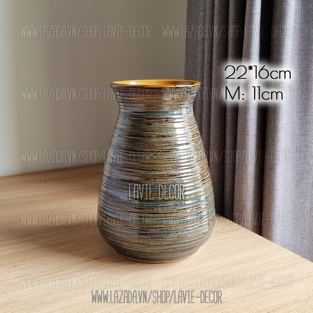 Lọ hoa gốm sứ men hỏa biến ánh bạc Bát Tràng