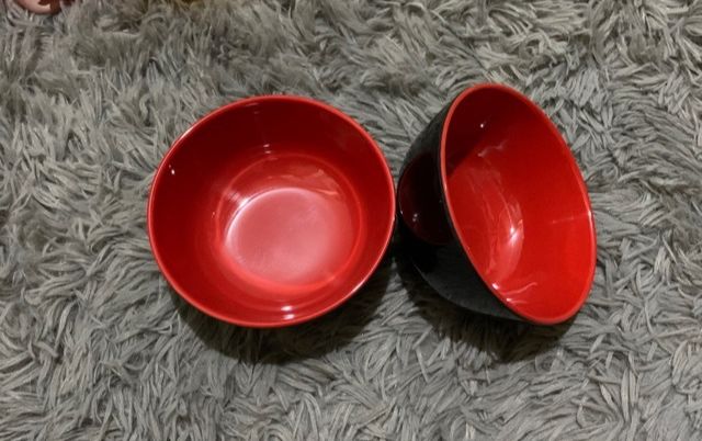Chén(bát) cơm,súp nhựa Melamine 2 lớp đỏ đen Size 11.2 x 5.4 cm