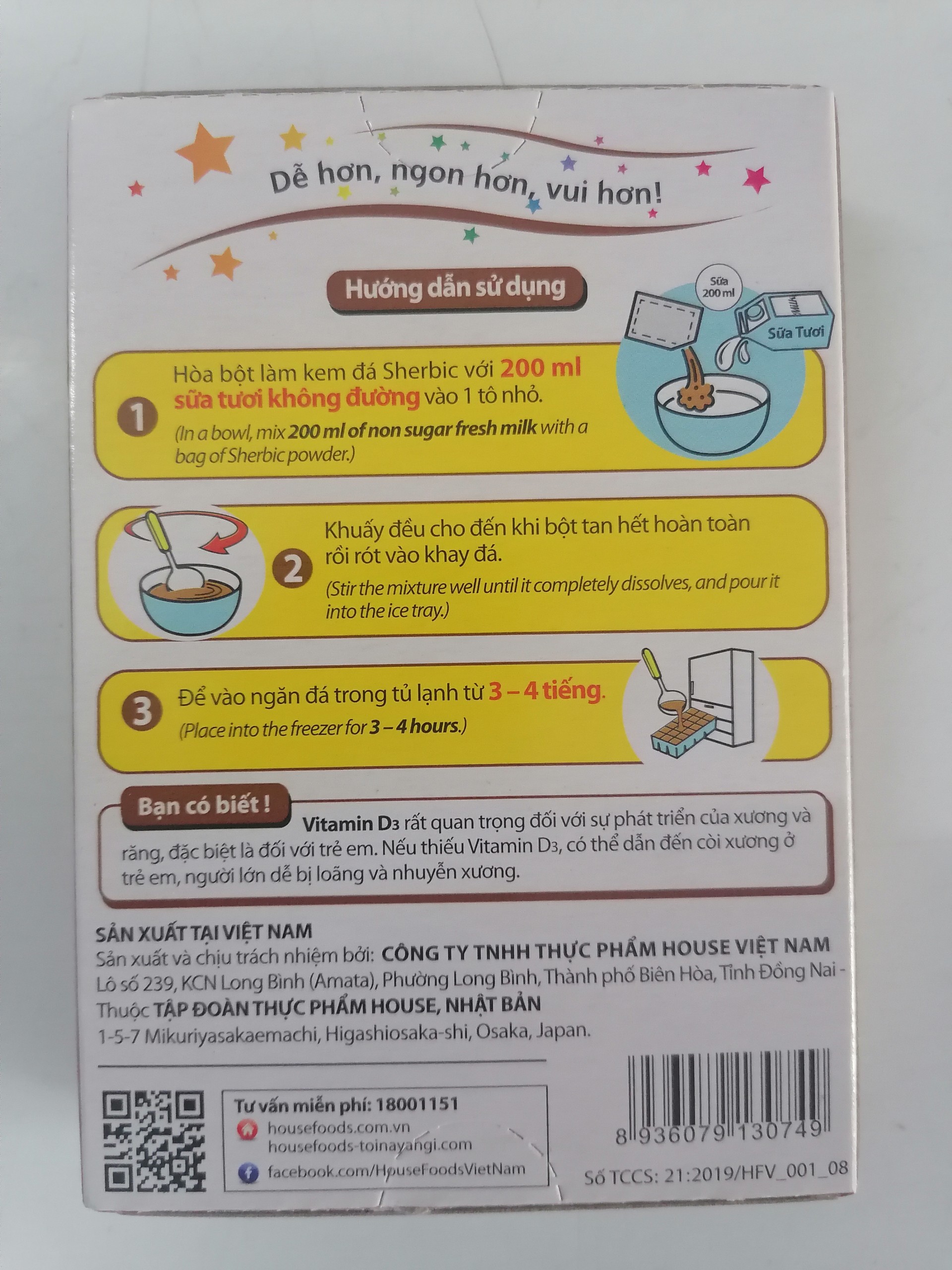 [46g - Sô cô la & Bạc hà] Bột Làm Kem Đá kiểu Nhật [VN] SHERBIC Chocolate & Mint Ice Cream Powder