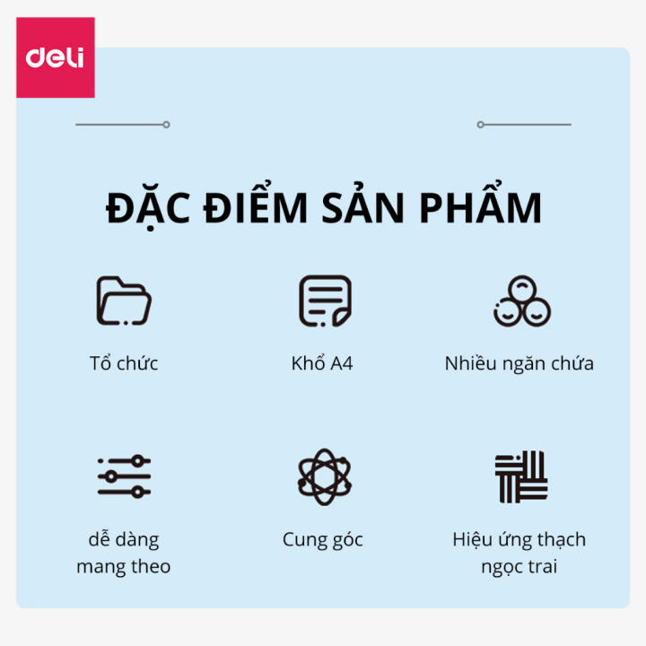 Cặp Túi Đựng Tài Liệu A4 Deli File Đựng Tài Liệu Hồ Sơ 8 Ngăn Túi Hồ Sơ Văn Phòng File Lưu Trữ Đa Năng Nhiều Màu Pastel PM307 - Hình ảnh 7
