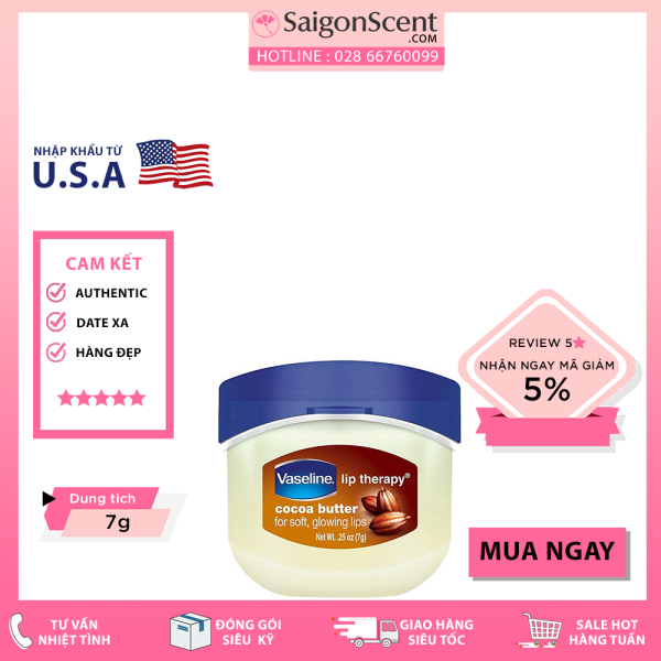 [Saigon Scent] Son dưỡng môi Vaseline Therapy - Cocoa Butter ( 7g )