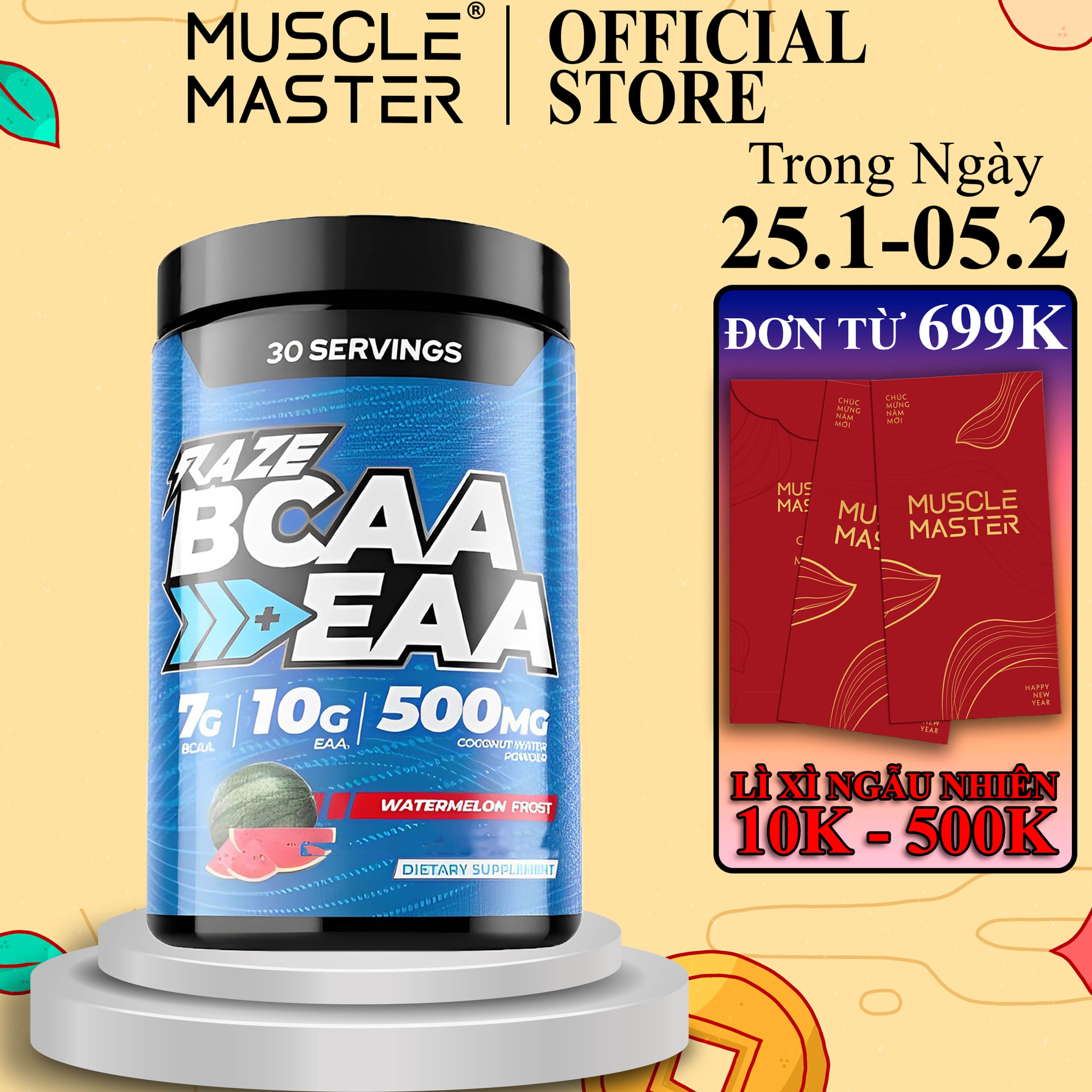 Thực Phẩm Phục Hồi và Xây Dựng Cơ Raze BCAA + EAA 30 Lần Dùng