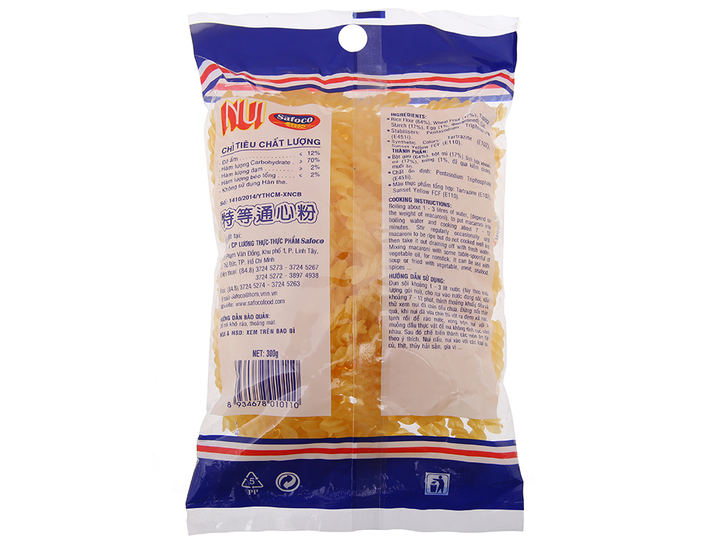 Nui xoắn Safoco gói 300g