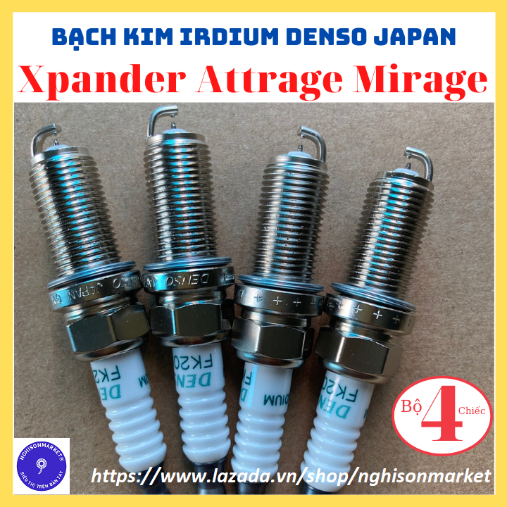 Bugi xe Mitsubishi Xpander Attrage Mirage bộ 4 chiếc Denso Janpan bạch kim Irdium