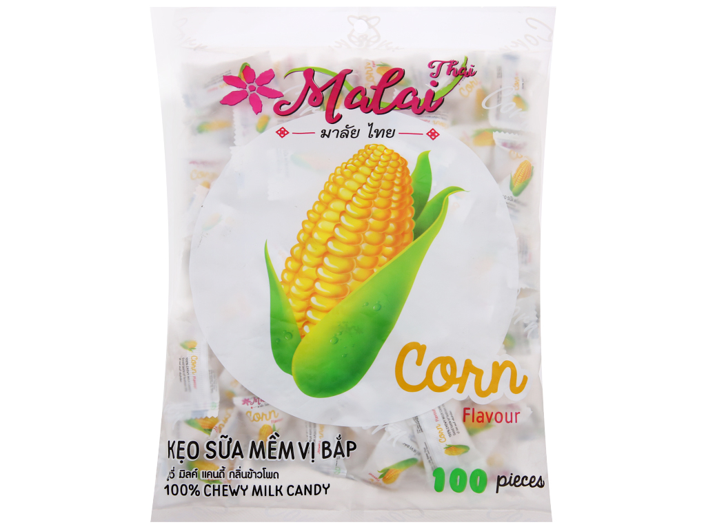2 bịch Kẹo sữa mềm vị bắp Malai Thai gói 340g