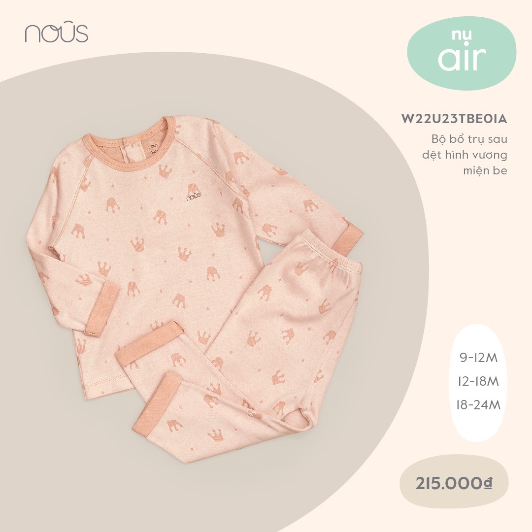 Bộ dài tay cài vai Nous cho bé từ 6 tháng đến 3 tuổi