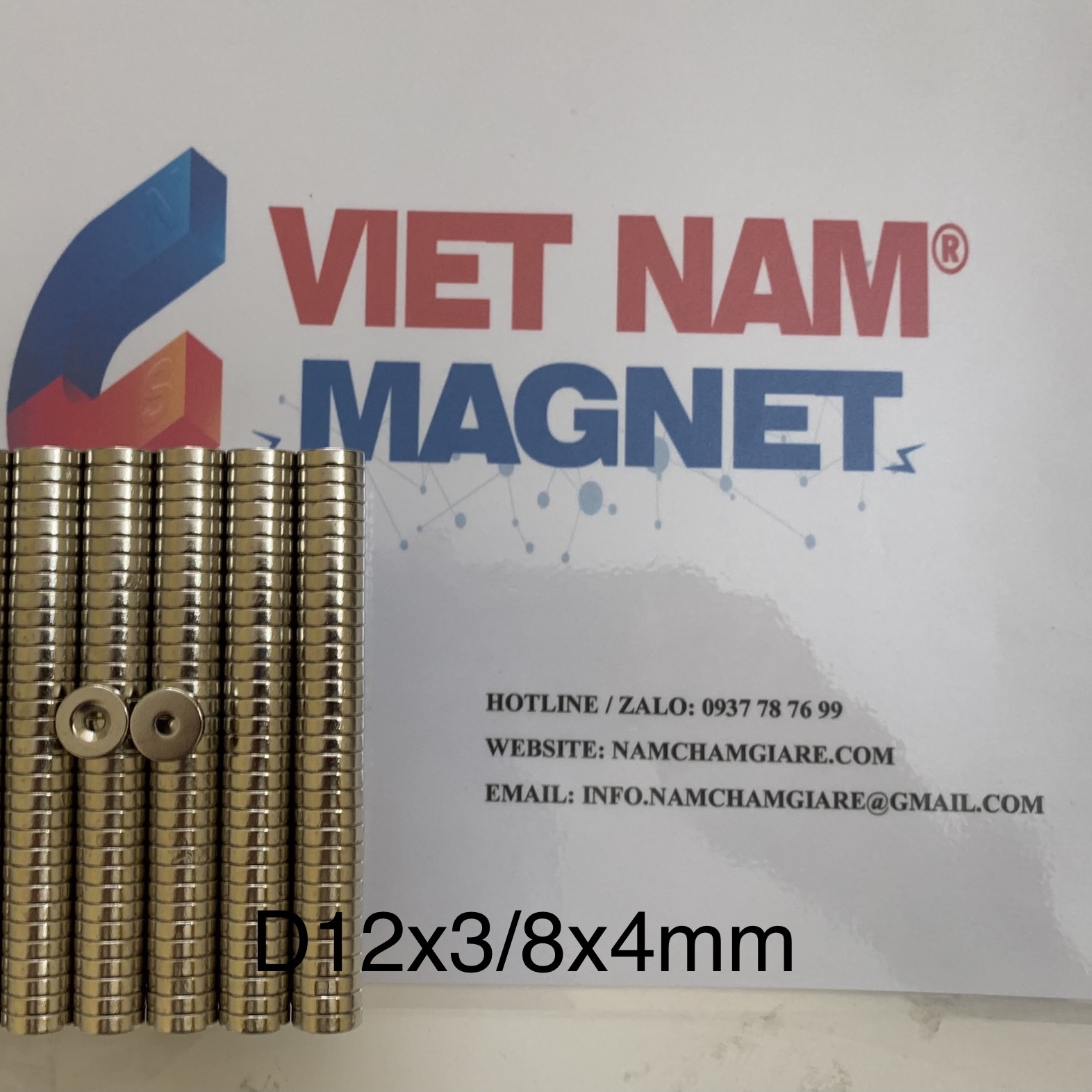 Nam châm đất hiếm 12x3mm lỗ vát M3 tiện ích