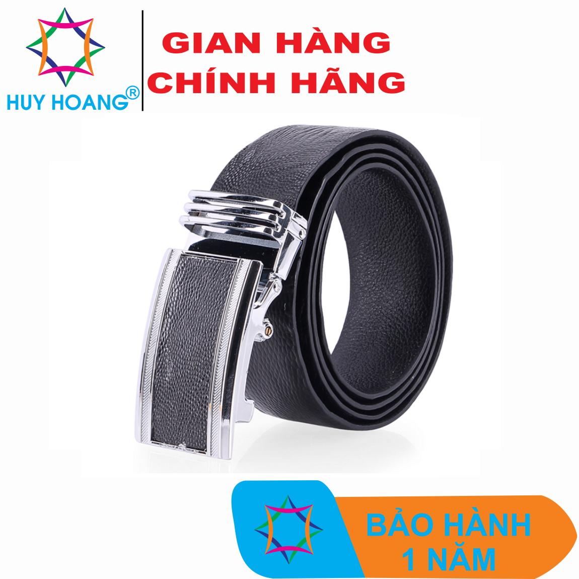 Thắt lưng nam da đà điểu bản lớn trơn màu đen HK4425