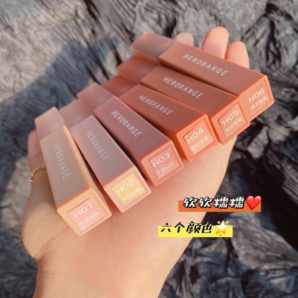 (Bán Buôn – Sỉ) Son Kem Lì Herorange Mềm Mịn Như Nhung Chống Thấm Nước Chống Khô Môi Lâu Trôi Mono Cosmetics