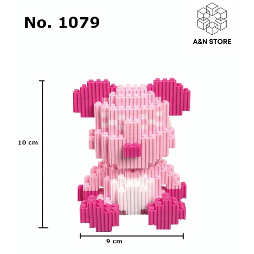 Đồ Chơi Lắp Ghép Gấu Bạo Lực - Lego Bearbrick màu hồng size 10cm giá rẻ mã 1079