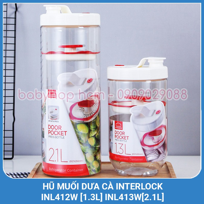Hũ Muối Dưa Cà, Hộp Đựng Thực Phẩm Interlock Inl412W [1300Ml] Inl413W [2100Ml]