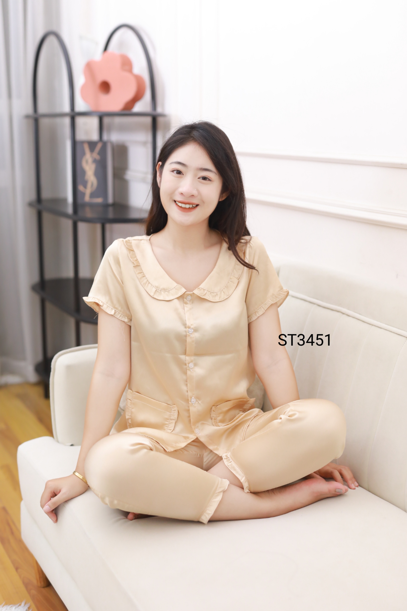 [Bunnysky] Đồ bộ mặc nhà nữ, quần áo nữ lụa satin mềm mịn 3 màu