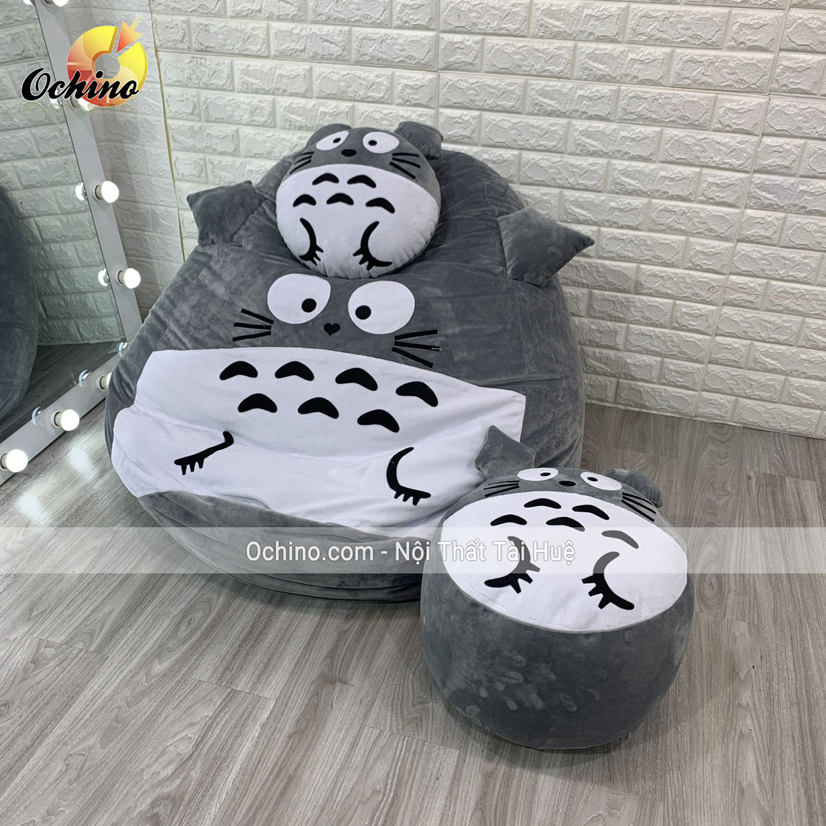 Ghế lười hạt xốp vải nhung hình thú ngộ nghĩnh gồm 3 món size to 90-120cm