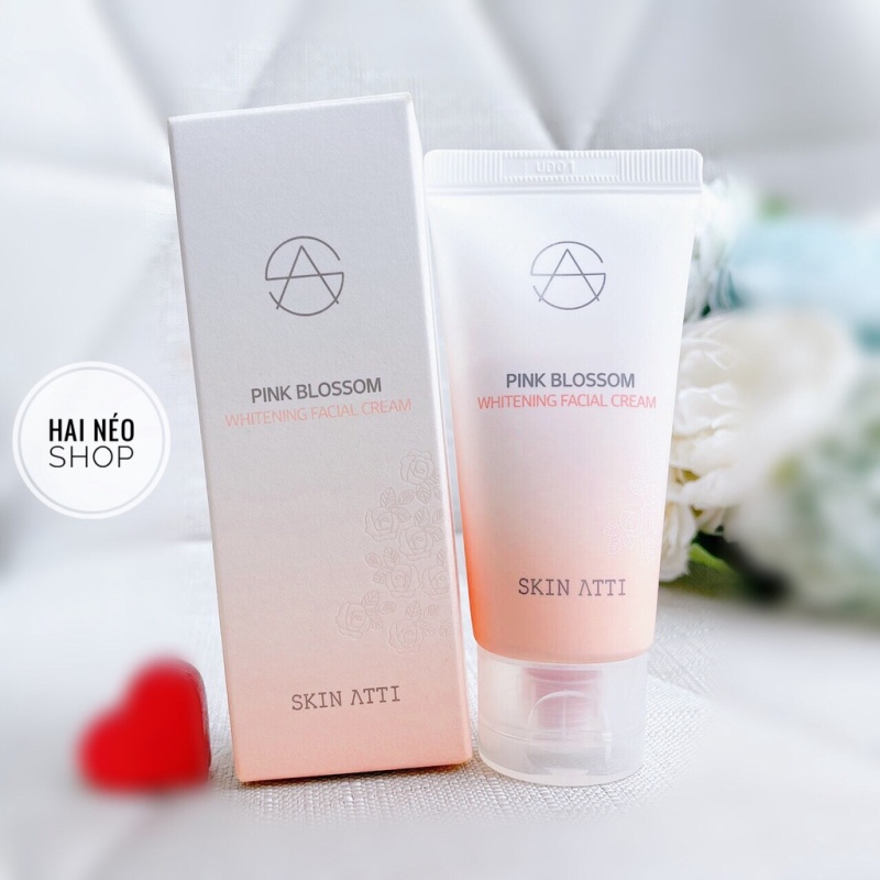 Kem dưỡng trắng nâng tone cho da mặt Skin Atti Pink Blossom Whitening Facial Cream 50ml (Hàn) cao cấp