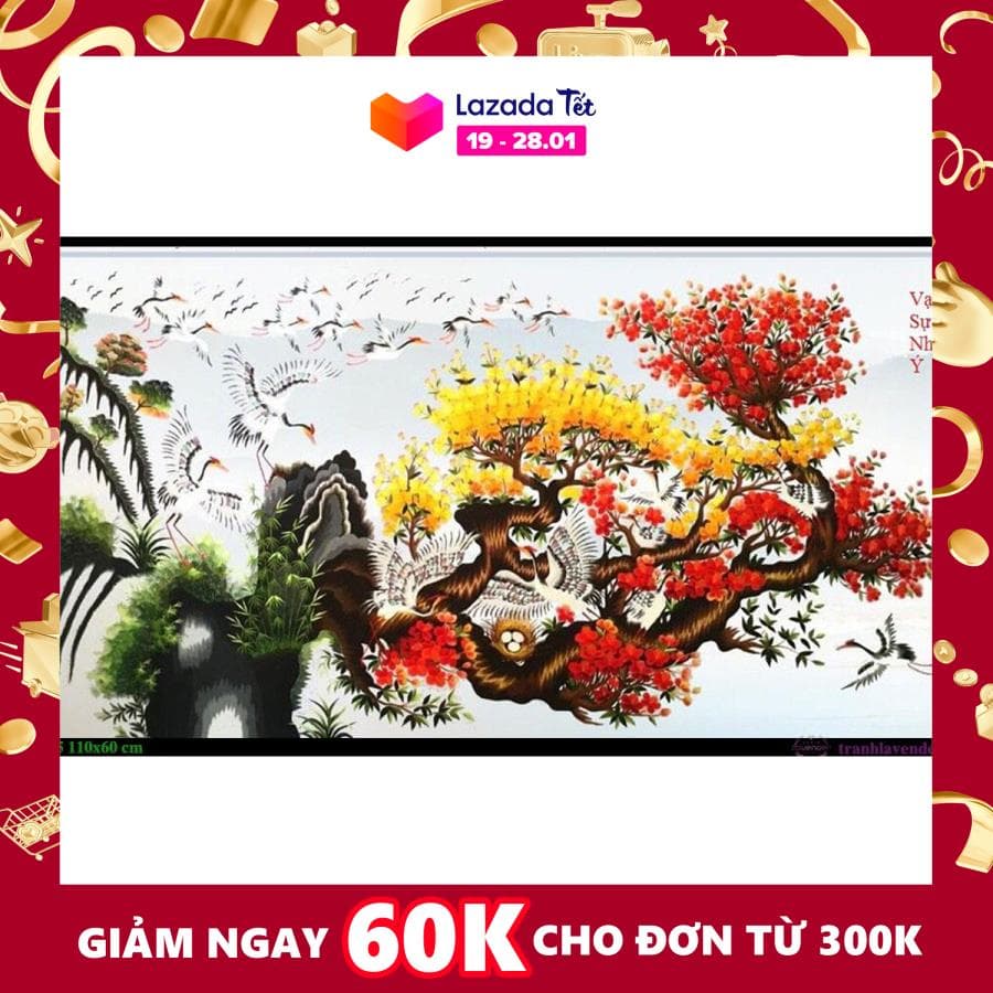 Tranh đính đá vạn sự như ý lv055 kt:110x60cm